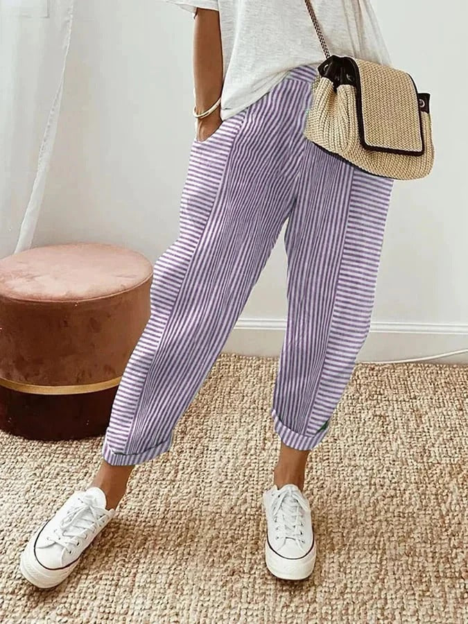Olivia Streifenhose | Stylische luftige Sommerhose für Frauen