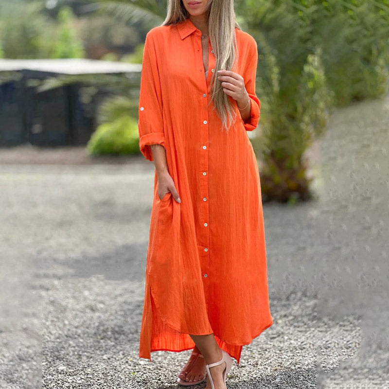 Hemdblusenkleid für Damen - Luftige Sommerkleid mit Knopfleiste