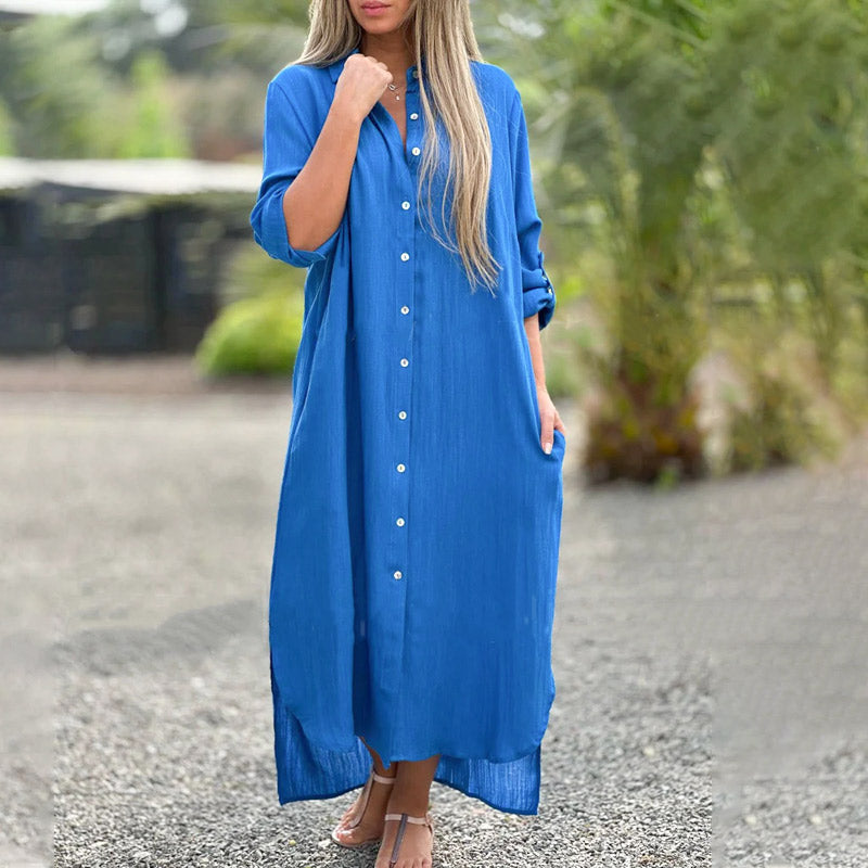 Hemdblusenkleid für Damen - Luftige Sommerkleid mit Knopfleiste