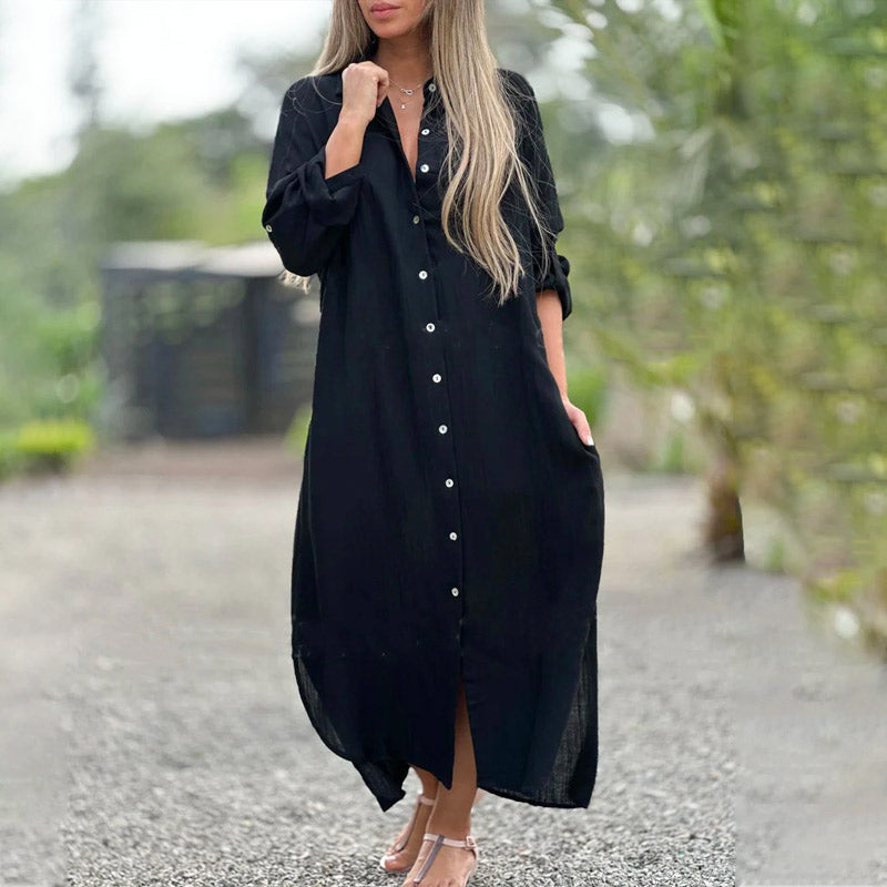 Hemdblusenkleid für Damen - Luftige Sommerkleid mit Knopfleiste