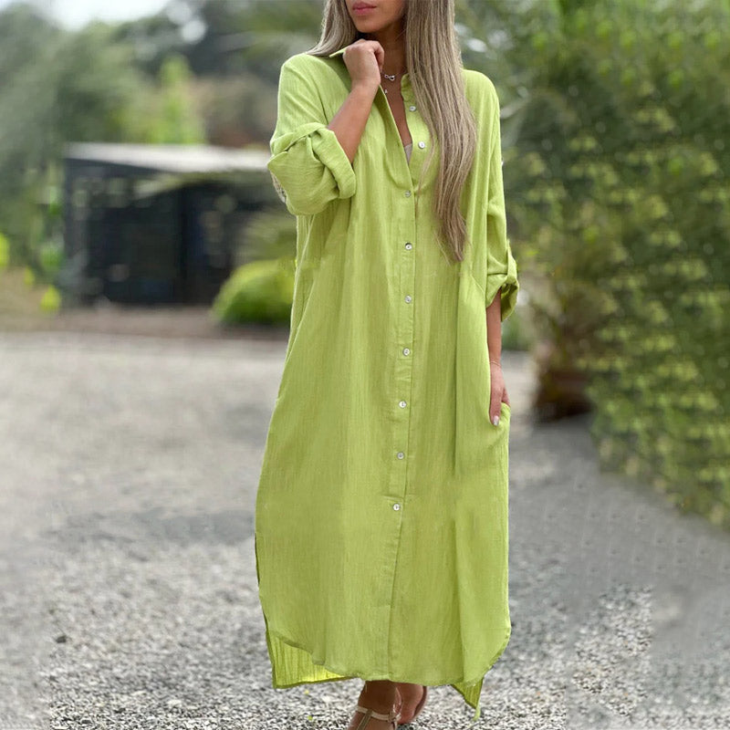 Hemdblusenkleid für Damen - Luftige Sommerkleid mit Knopfleiste