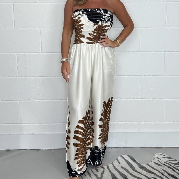 Jumpsuit für Damen - Luxuriöser Bandeau Jumpsuit mit Print für Sommer
