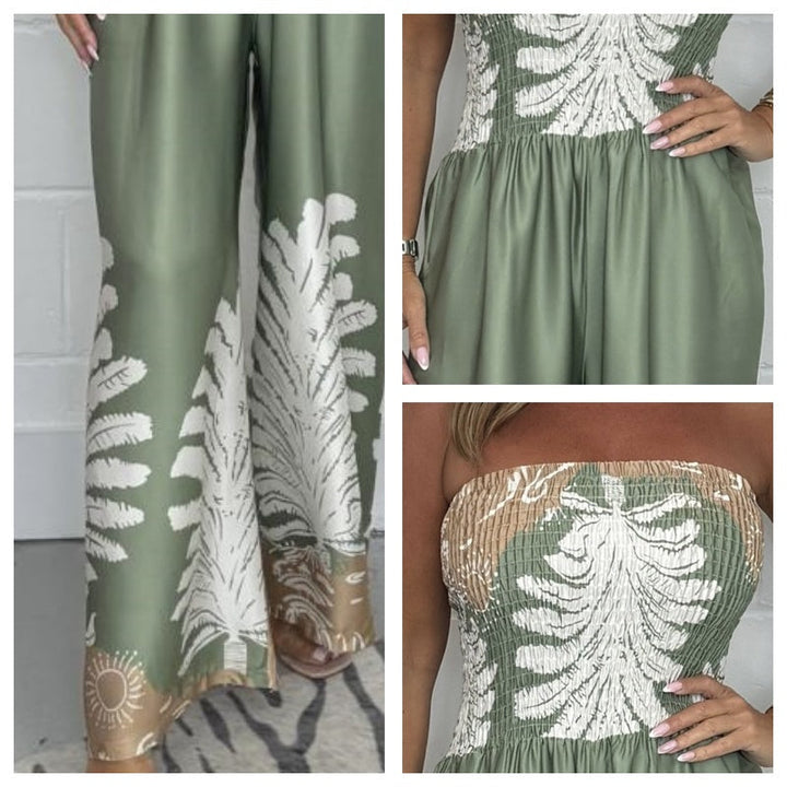 Jumpsuit für Damen - Luxuriöser Bandeau Jumpsuit mit Print für Sommer
