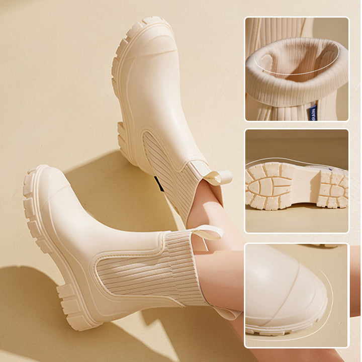 Regenstiefel für den Herbst - Robuste wasserdichte Stiefel mit dicker Sohle für Damen