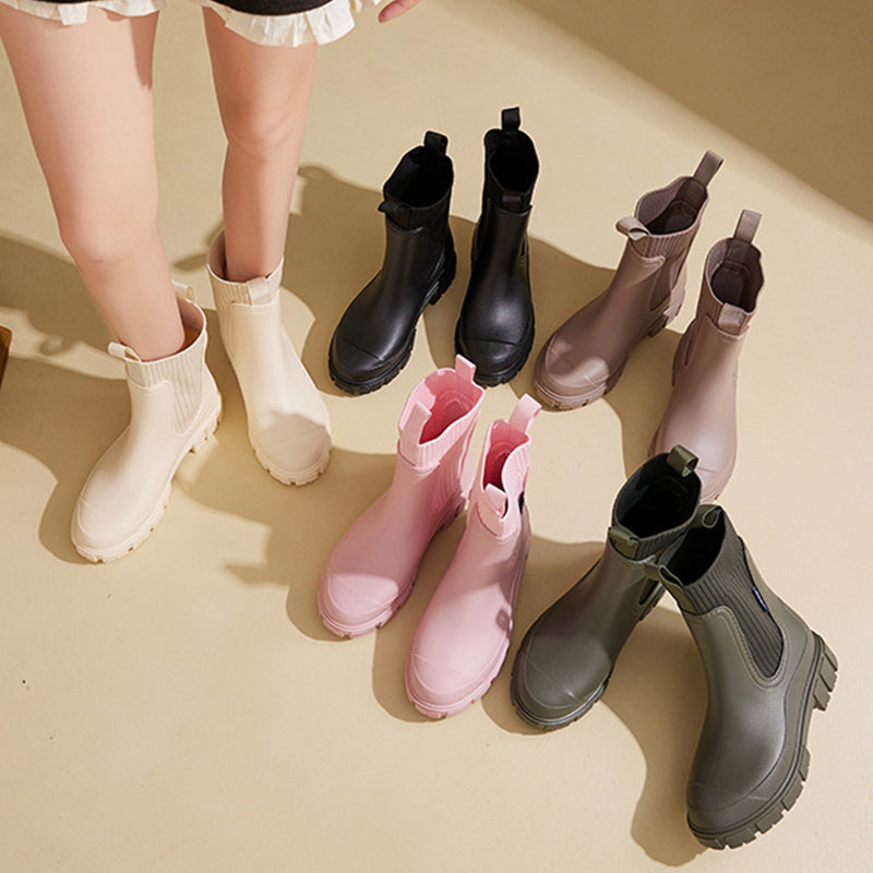 Regenstiefel für den Herbst - Robuste wasserdichte Stiefel mit dicker Sohle für Damen