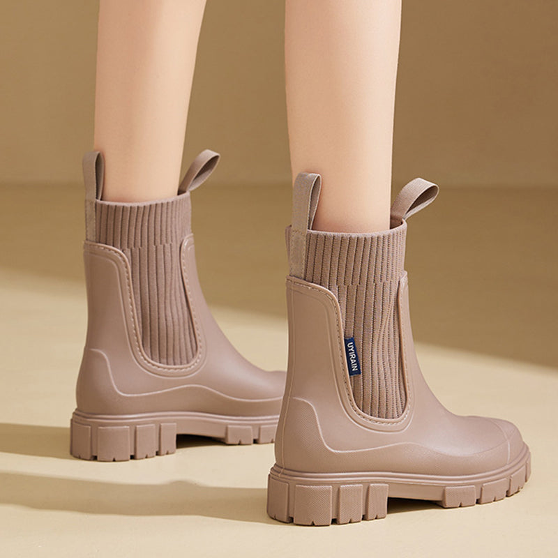 Regenstiefel für den Herbst - Robuste wasserdichte Stiefel mit dicker Sohle für Damen