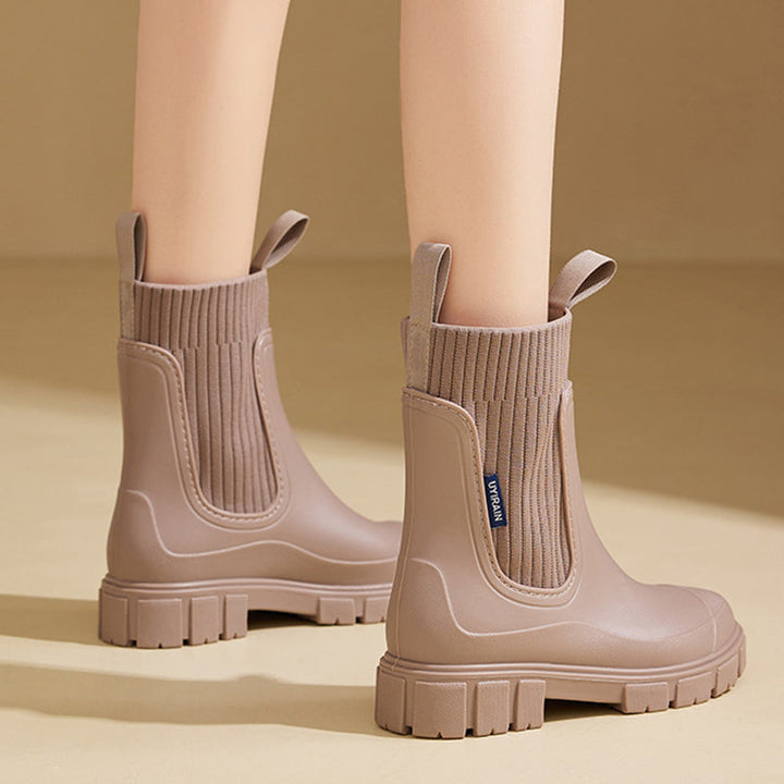 Regenstiefel für den Herbst - Robuste wasserdichte Stiefel mit dicker Sohle für Damen