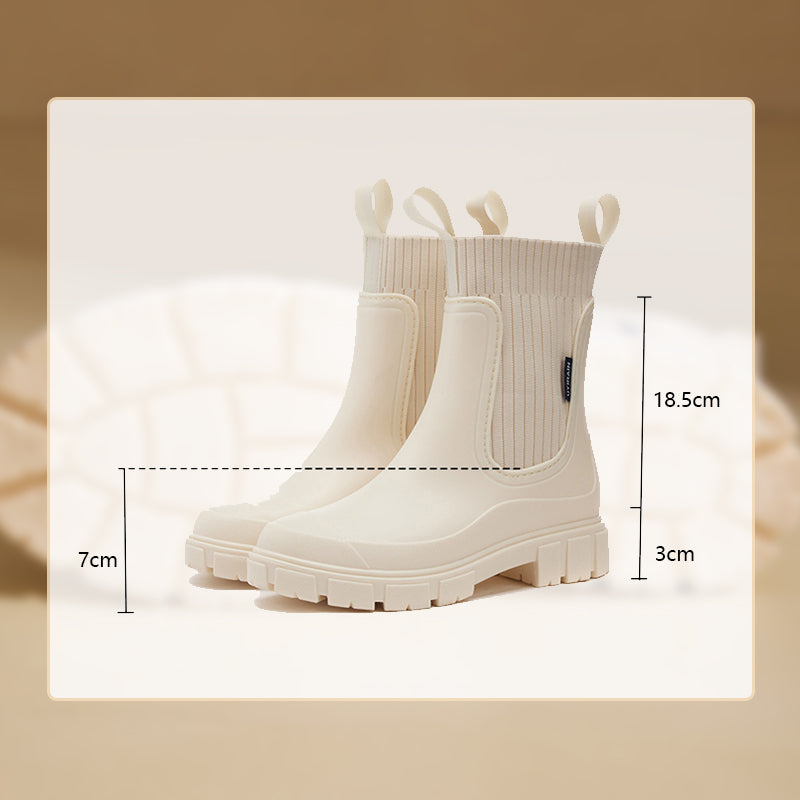 Regenstiefel für den Herbst - Robuste wasserdichte Stiefel mit dicker Sohle für Damen