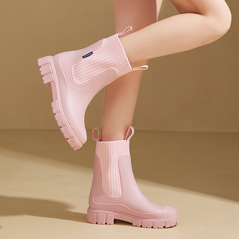 Regenstiefel für den Herbst - Robuste wasserdichte Stiefel mit dicker Sohle für Damen