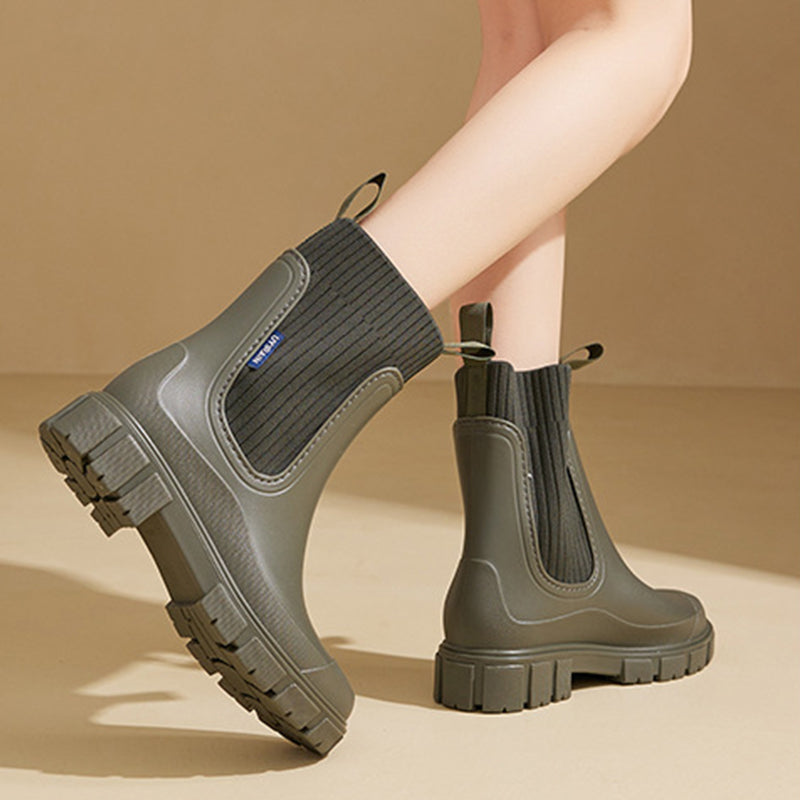 Regenstiefel für den Herbst - Robuste wasserdichte Stiefel mit dicker Sohle für Damen