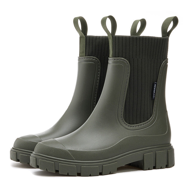 Regenstiefel für den Herbst - Robuste wasserdichte Stiefel mit dicker Sohle für Damen