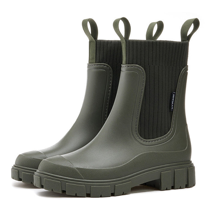 Regenstiefel für den Herbst - Robuste wasserdichte Stiefel mit dicker Sohle für Damen