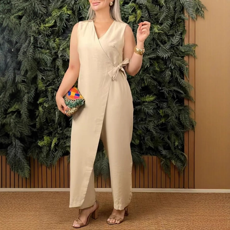 Jumpsuit für Damen - Luftige Jumpsuit mit Bindeband für Sommer