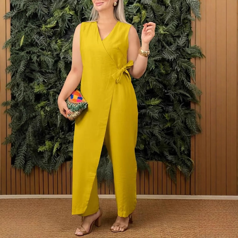 Jumpsuit für Damen - Luftige Jumpsuit mit Bindeband für Sommer