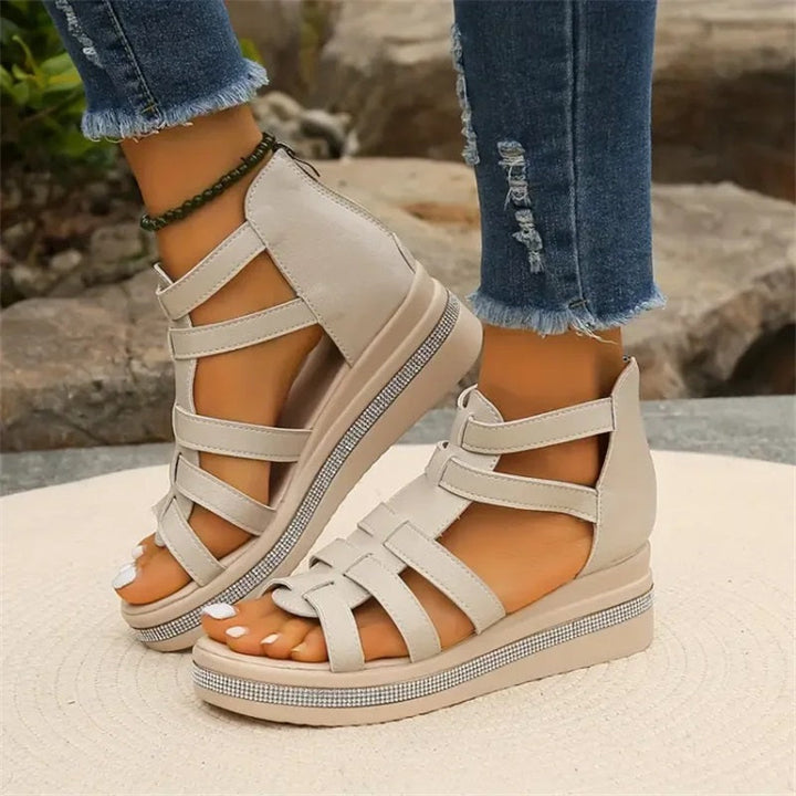 Plateau Sandalen für Damen - Bequeme Sandaletten mit fußbett für Sommer