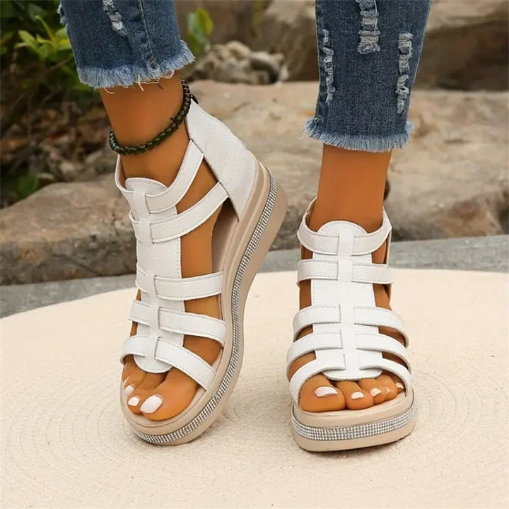 Plateau Sandalen für Damen - Bequeme Sandaletten mit fußbett für Sommer