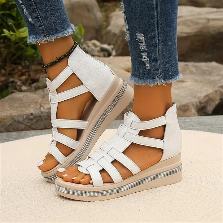 Plateau Sandalen für Damen - Bequeme Sandaletten mit fußbett für Sommer