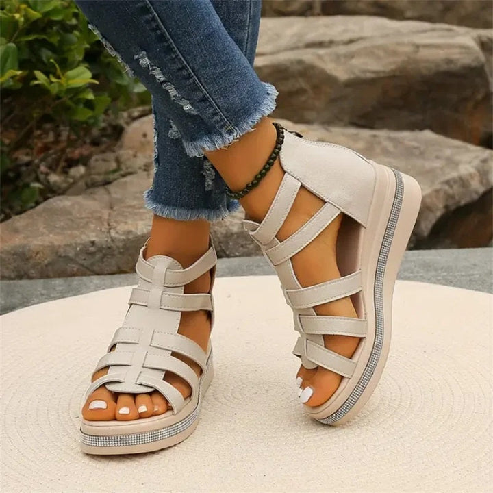 Plateau Sandalen für Damen - Bequeme Sandaletten mit fußbett für Sommer