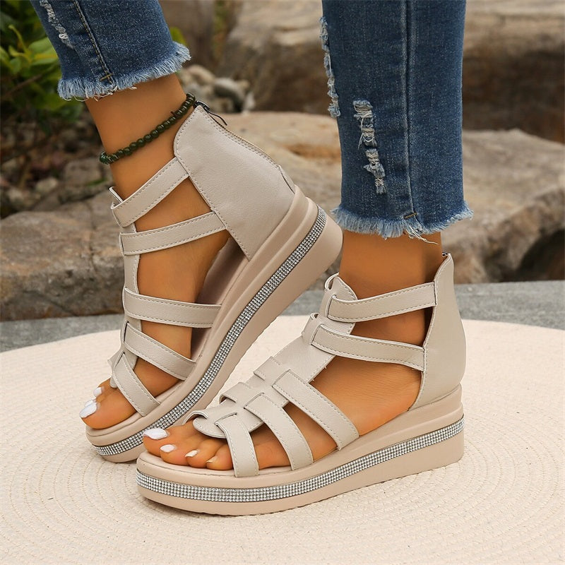 Plateau Sandalen für Damen - Bequeme Sandaletten mit fußbett für Sommer