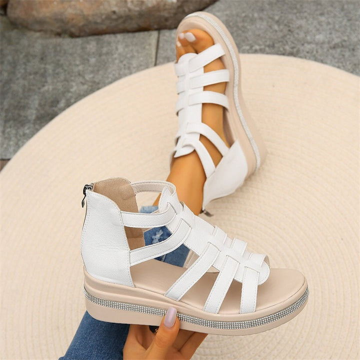 Plateau Sandalen für Damen - Bequeme Sandaletten mit fußbett für Sommer