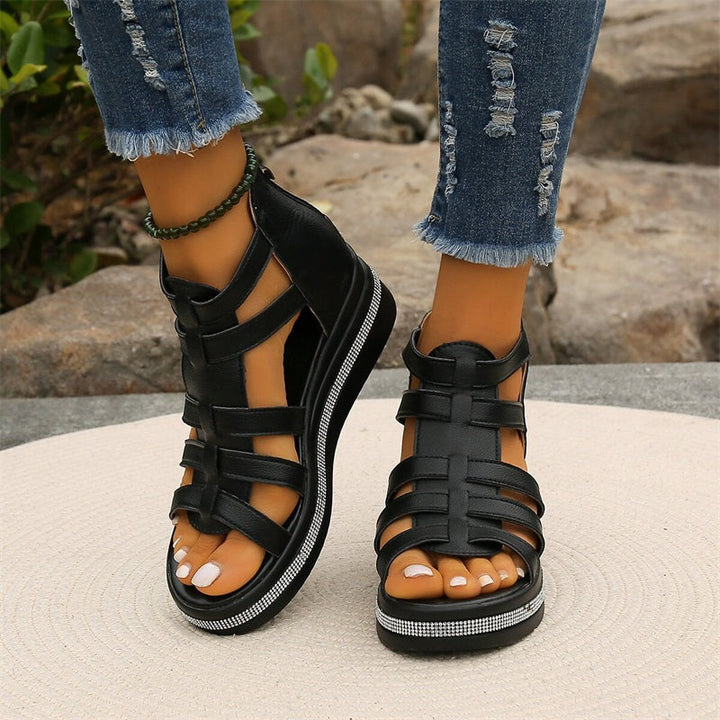 Plateau Sandalen für Damen - Bequeme Sandaletten mit fußbett für Sommer
