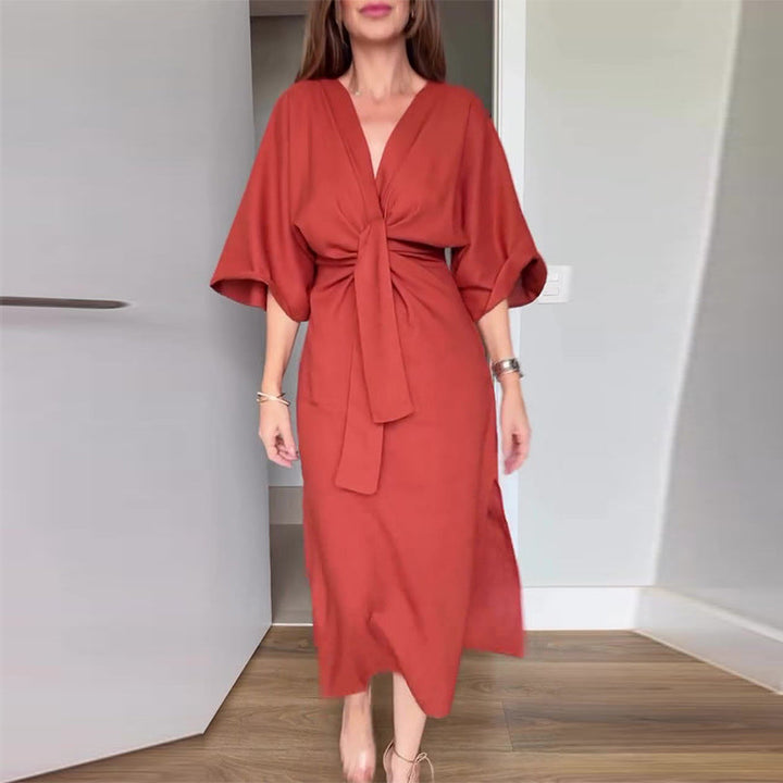Midikleid für Damen - Elegantes Wickelkleid mit Schlitz für Sommer