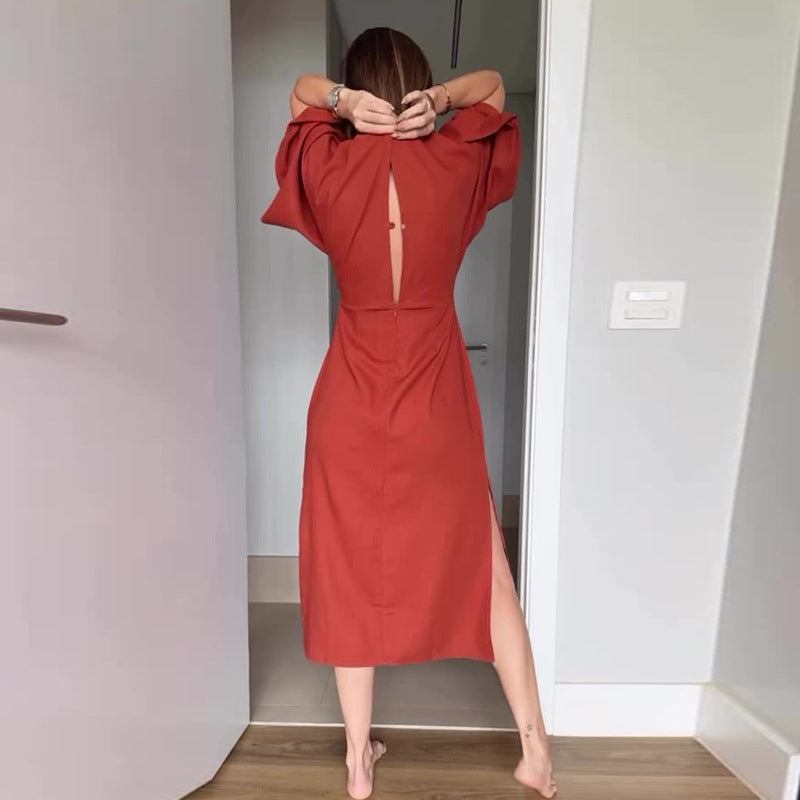 Midikleid für Damen - Elegantes Wickelkleid mit Schlitz für Sommer