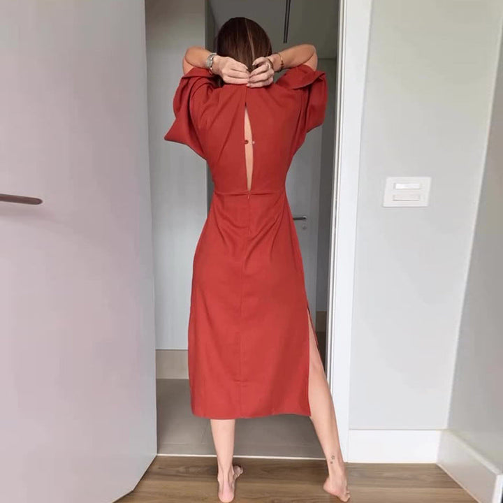 Midikleid für Damen - Elegantes Wickelkleid mit Schlitz für Sommer
