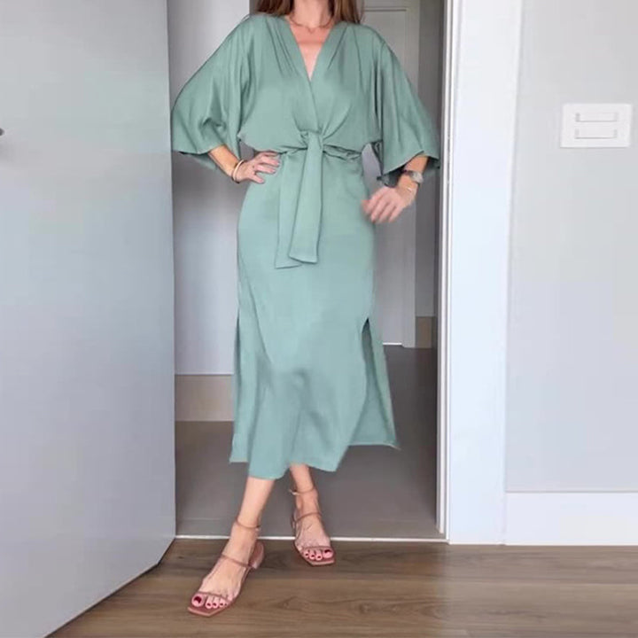 Midikleid für Damen - Elegantes Wickelkleid mit Schlitz für Sommer