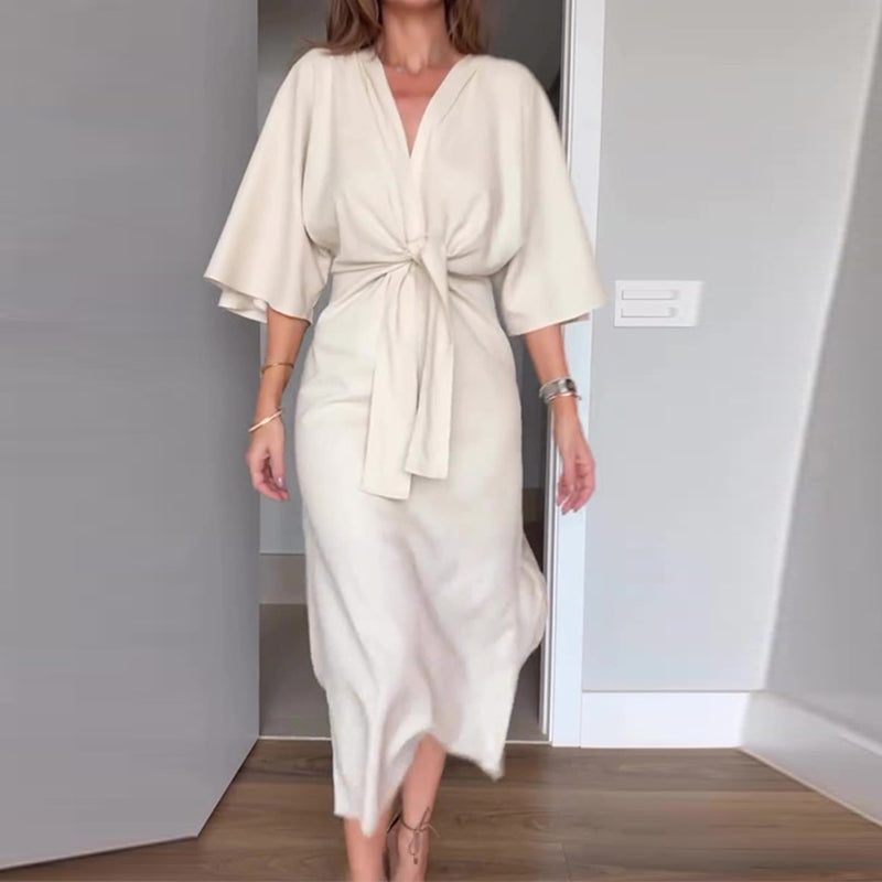 Midikleid für Damen - Elegantes Wickelkleid mit Schlitz für Sommer