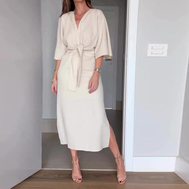 Midikleid für Damen - Elegantes Wickelkleid mit Schlitz für Sommer