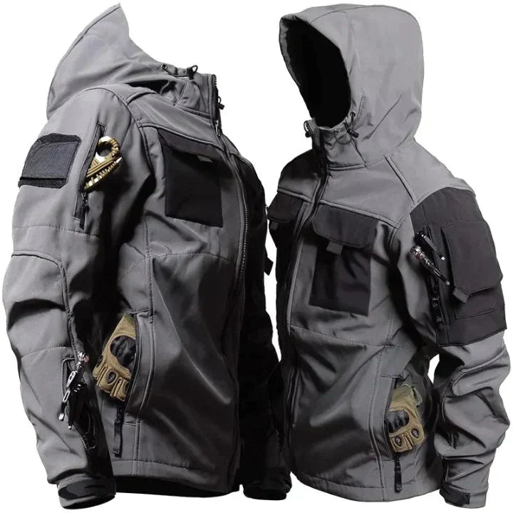 Taktische Softshelljacke für Herren – Wasserdichte & warm gefütterte Winter-Outdoorjacke mit Kapuze