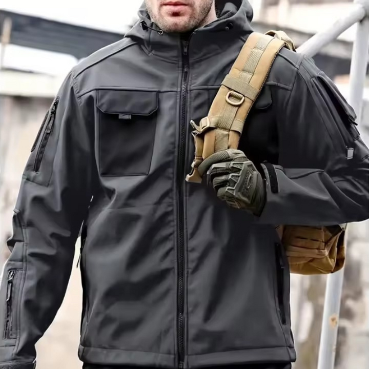 Taktische Softshelljacke für Herren – Wasserdichte & warm gefütterte Winter-Outdoorjacke mit Kapuze