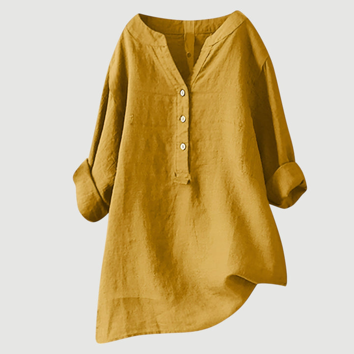 Tunika Bluse - Luftige Longbluse mit V-Ausschnitt