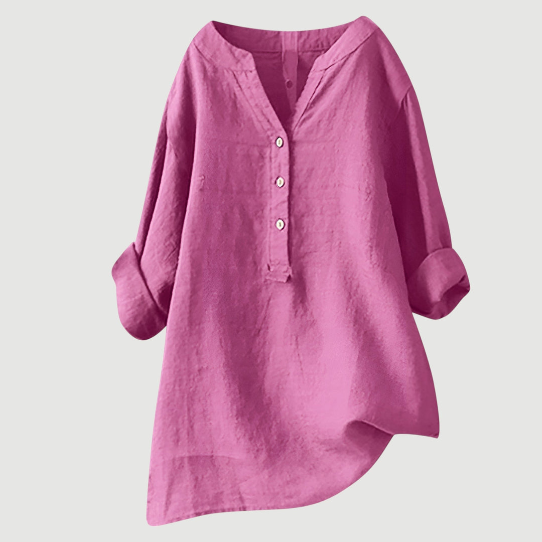 Tunika Bluse - Luftige Longbluse mit V-Ausschnitt