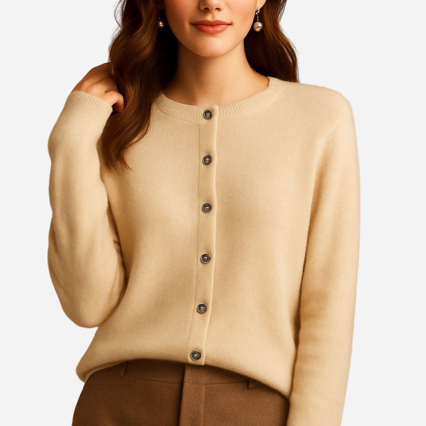 V-Ausschnitt Cardigan für Damen - Knöpfe & Langarm für den Winter