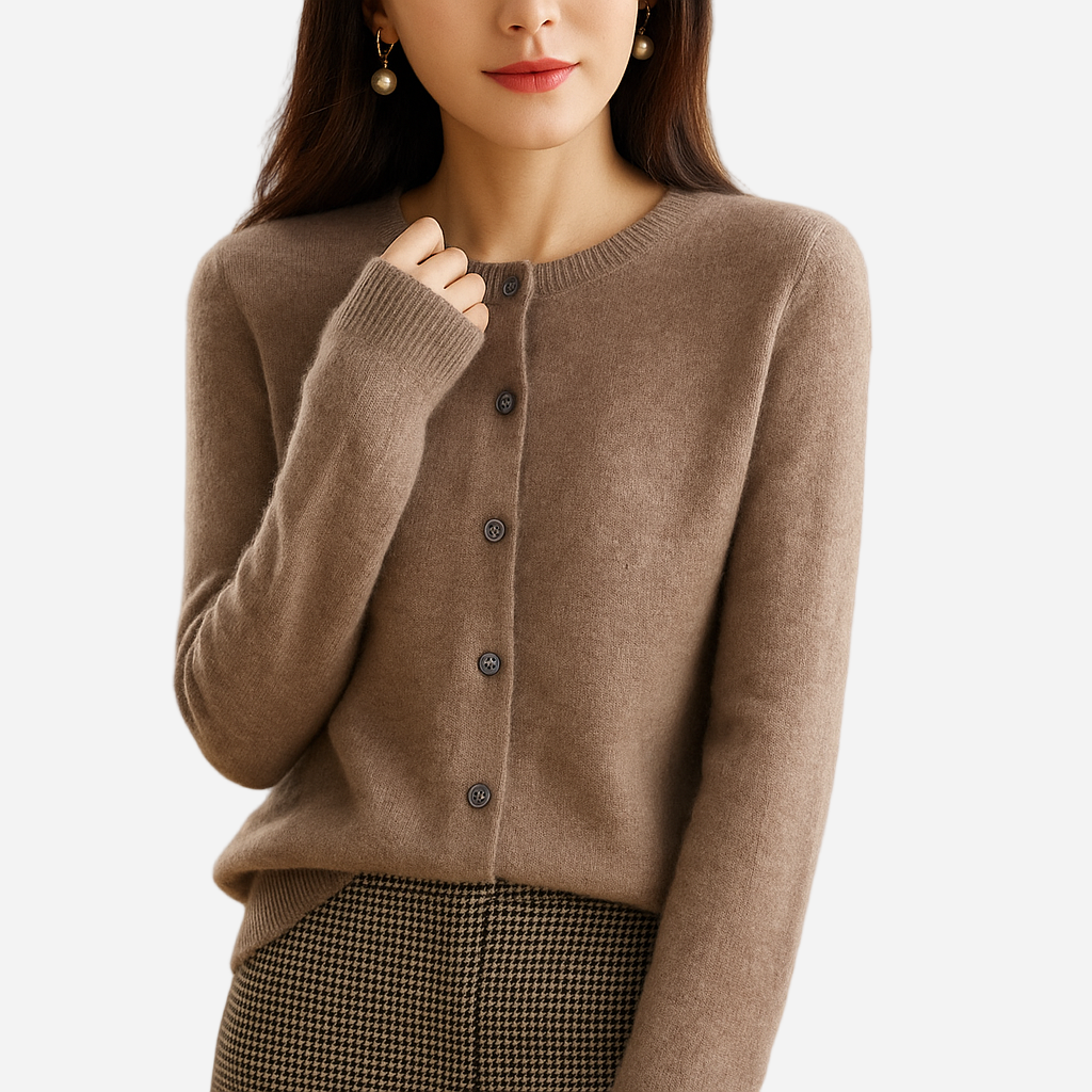V-Ausschnitt Cardigan für Damen - Knöpfe & Langarm für den Winter