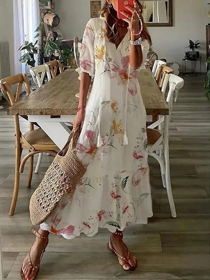 Diana Boho Maxikleid | Luftiges Strandkleid für Urlaub und Freizeit