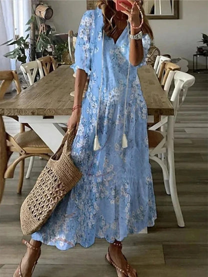 Diana Boho Maxikleid | Luftiges Strandkleid für Urlaub und Freizeit