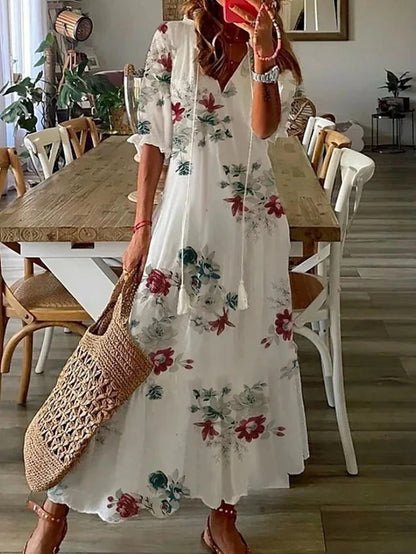 Diana Boho Maxikleid | Luftiges Strandkleid für Urlaub und Freizeit