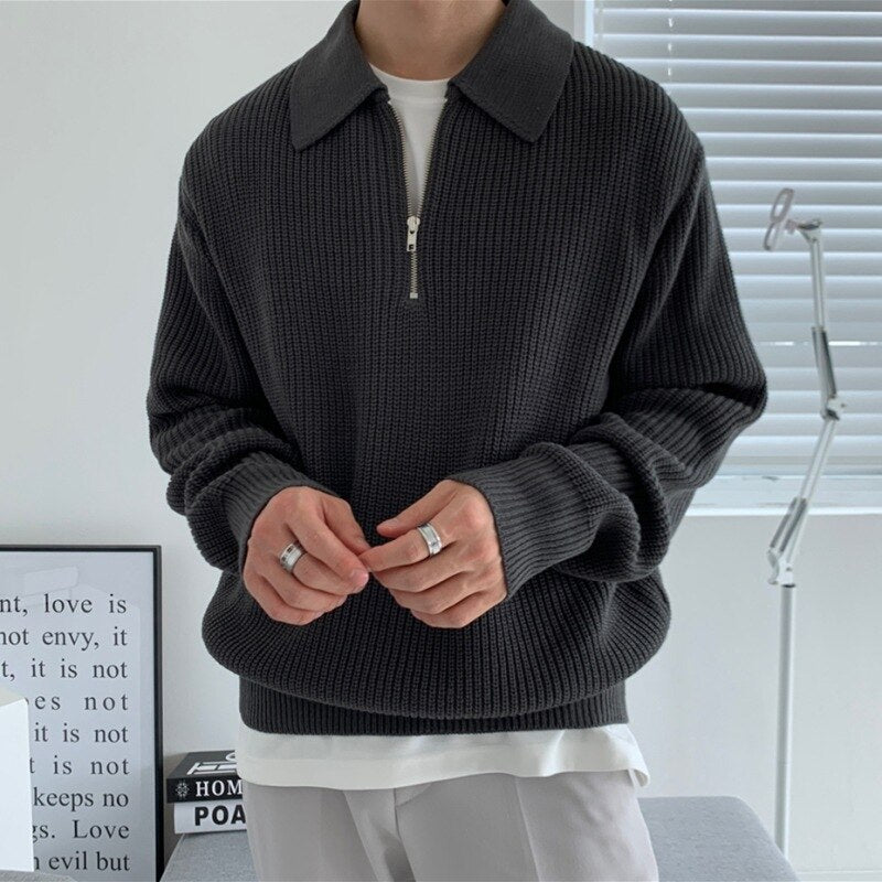 Herren Sweatshirt mit Reißverschluss-Kragen