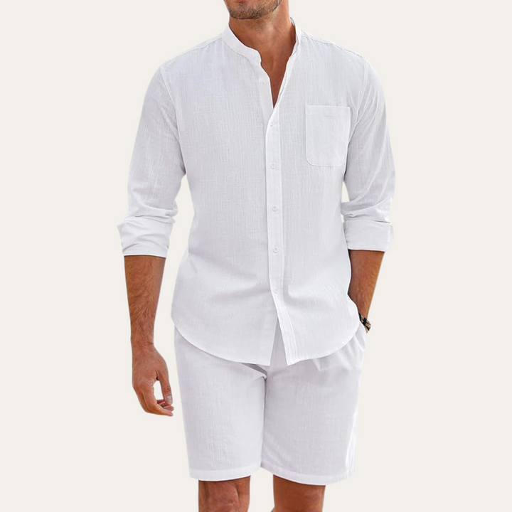 Gents SommerSet | Zweiteiliger-set Leinen/Baumwolle Hemd und Shorts Für Herren