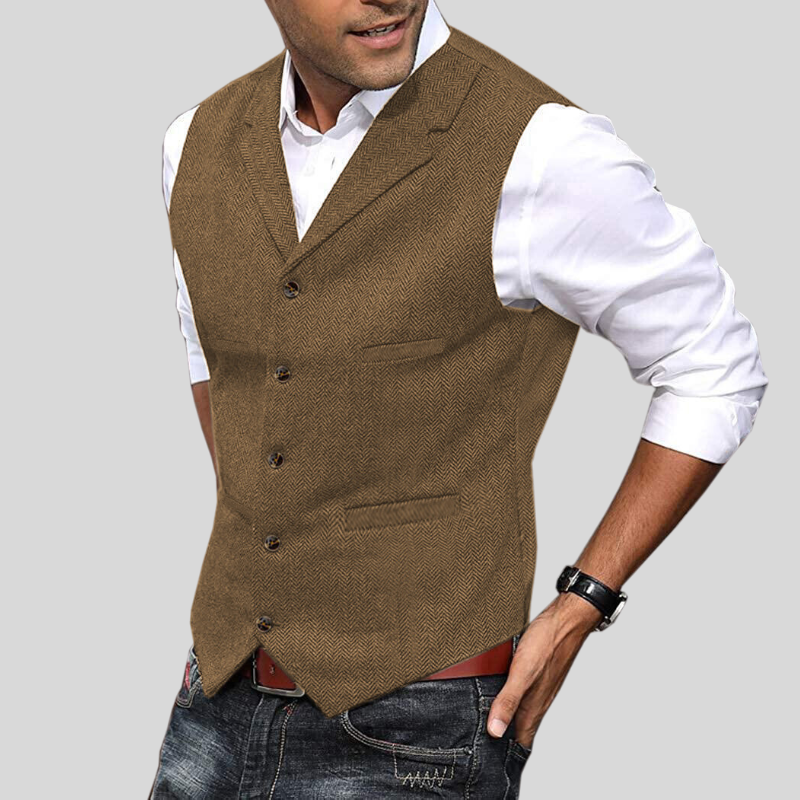 Herren Tweed-Weste für Hochzeit & Business – Elegante Anzugweste im Slim Fit