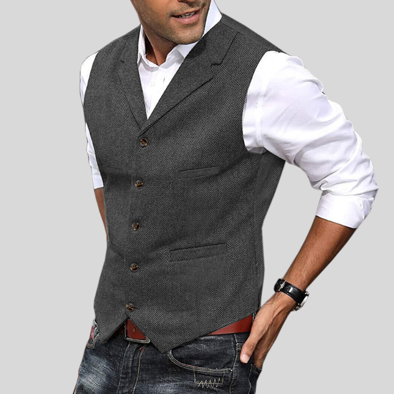 Herren Tweed-Weste für Hochzeit & Business – Elegante Anzugweste im Slim Fit