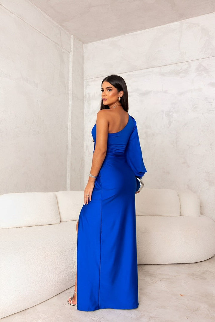 Loscano Abendkleid | Elegantes One-Shoulder Hochzeitsgast Kleid mit hohem Beinschlitz